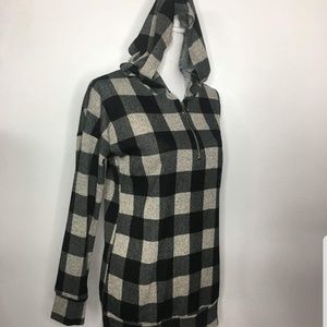 Black print plaid hoodie size L